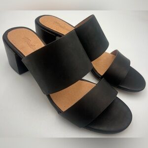 MADEWELL The Kiera Black Leather Strappy Sandals Block Heel Women’s Size 7 NWOB